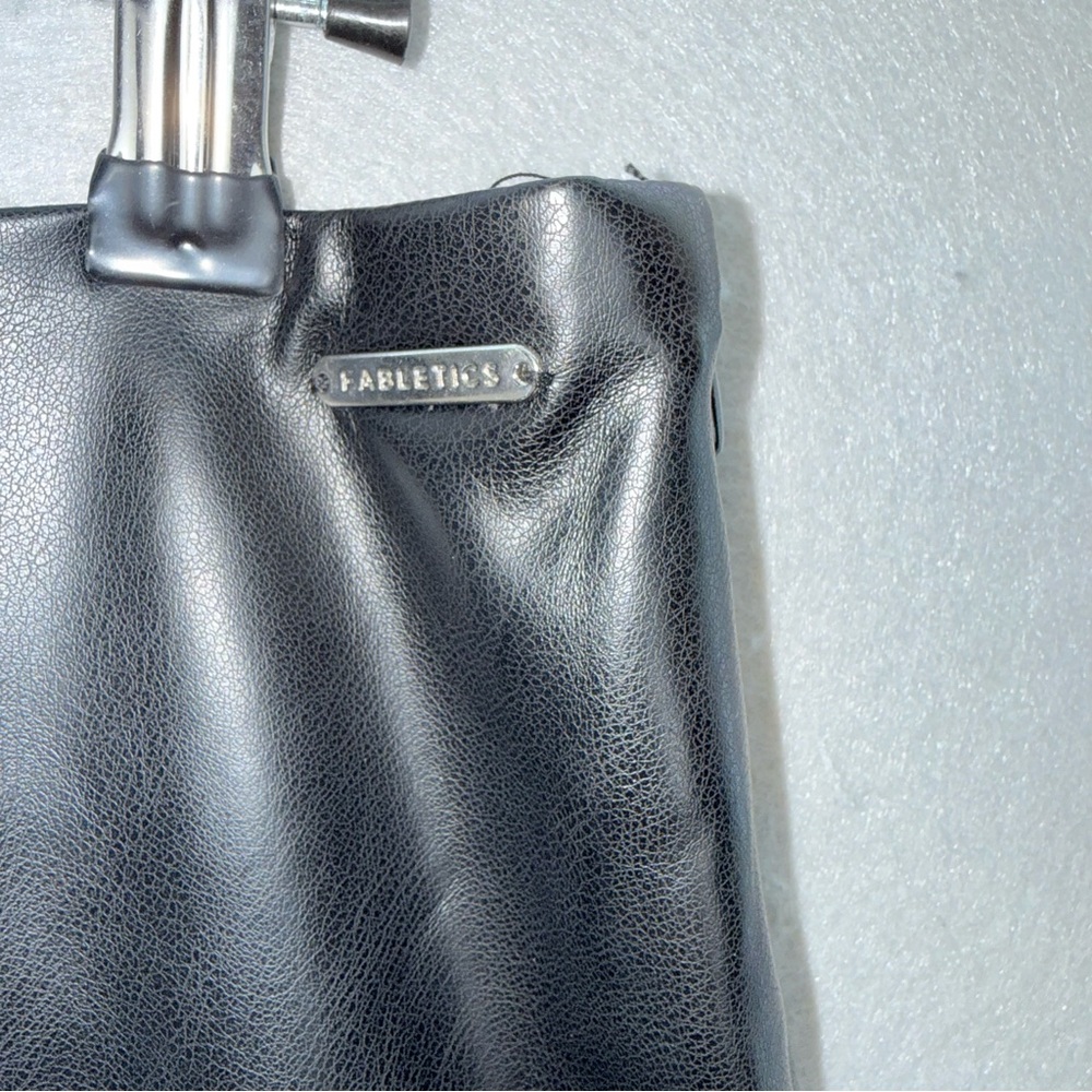 Fabletics - NWT women’s vegan leather high waisted mini skirt black A- line SZ L - Picture 7 of 10